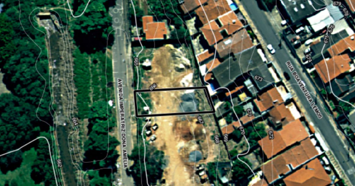 Vista aérea do terreno à venda no Jardim Guarani, Campinas, 425 m², eixo Guarani-Nova Campinas